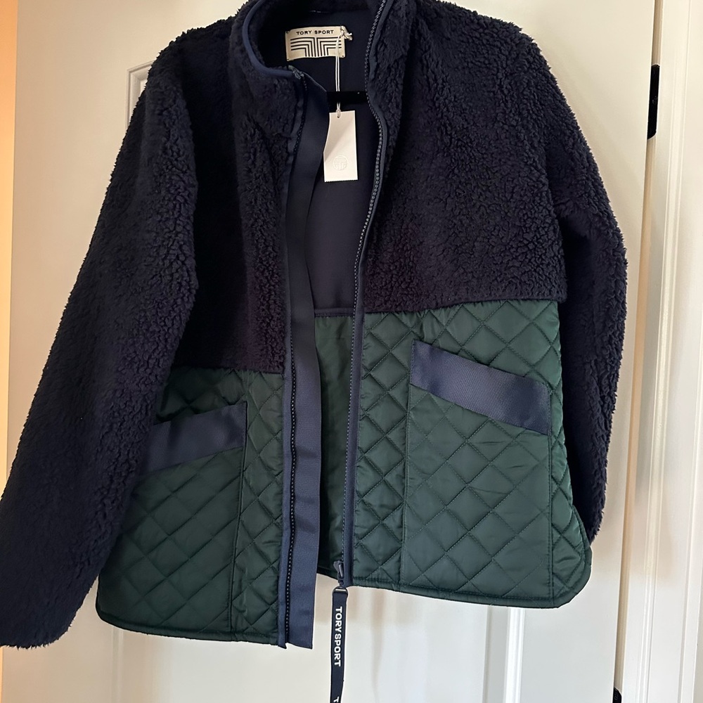 Tory Sport Navy and Green Quilted Jacket